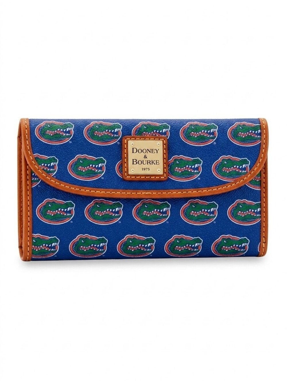 Dooney & Bourke Blue Florida Gators Logo Wallet with Brown Trim